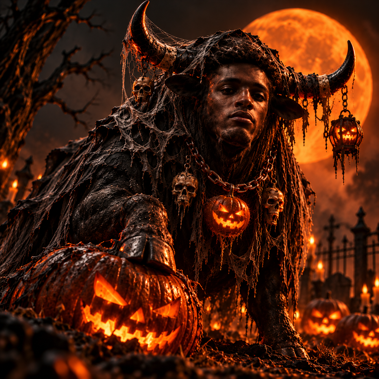 Booloween among pumpkins